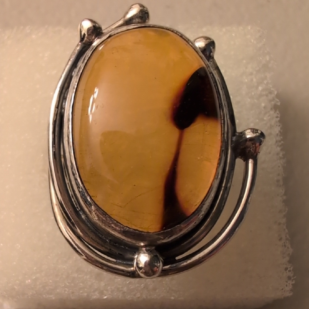 Sterling Silver Amber Ring